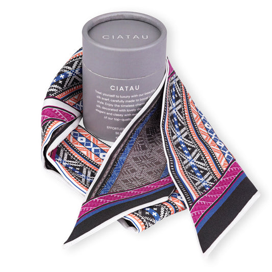 Brown Lithuanian Sashes Design Twilly Scarf With Box CIATAU