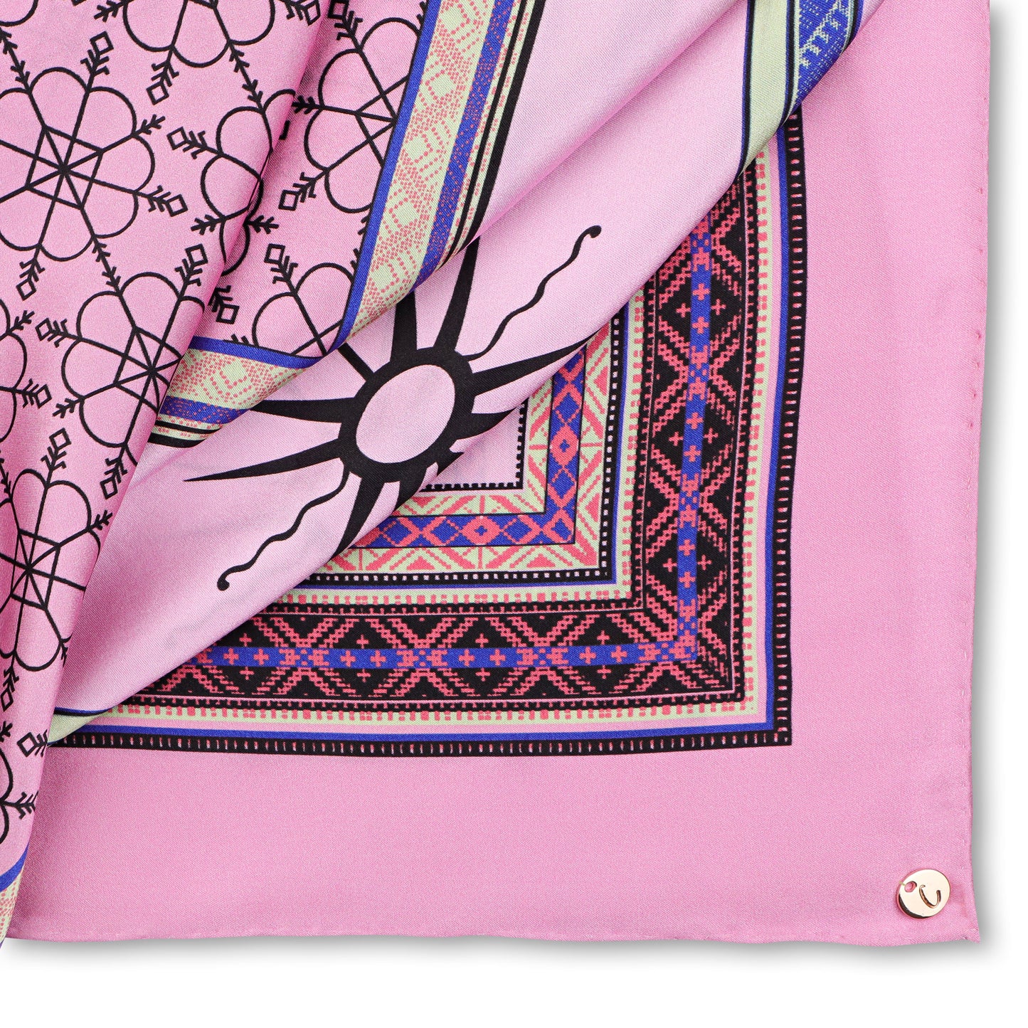 Large Pink Silk Scarf Folded