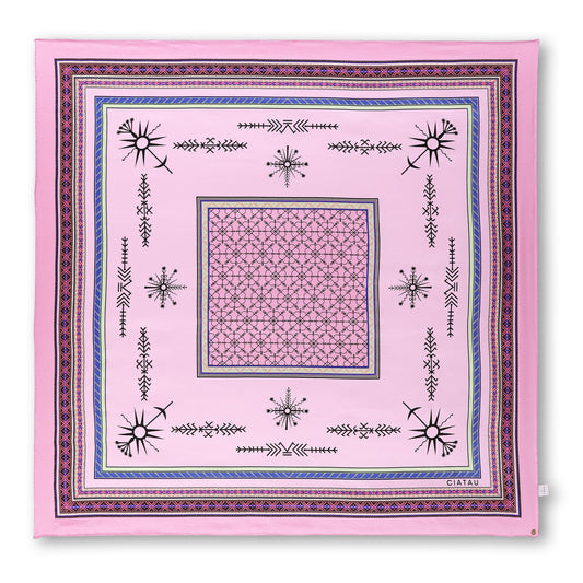Large Pink Silk Scarf Full View CIATAU