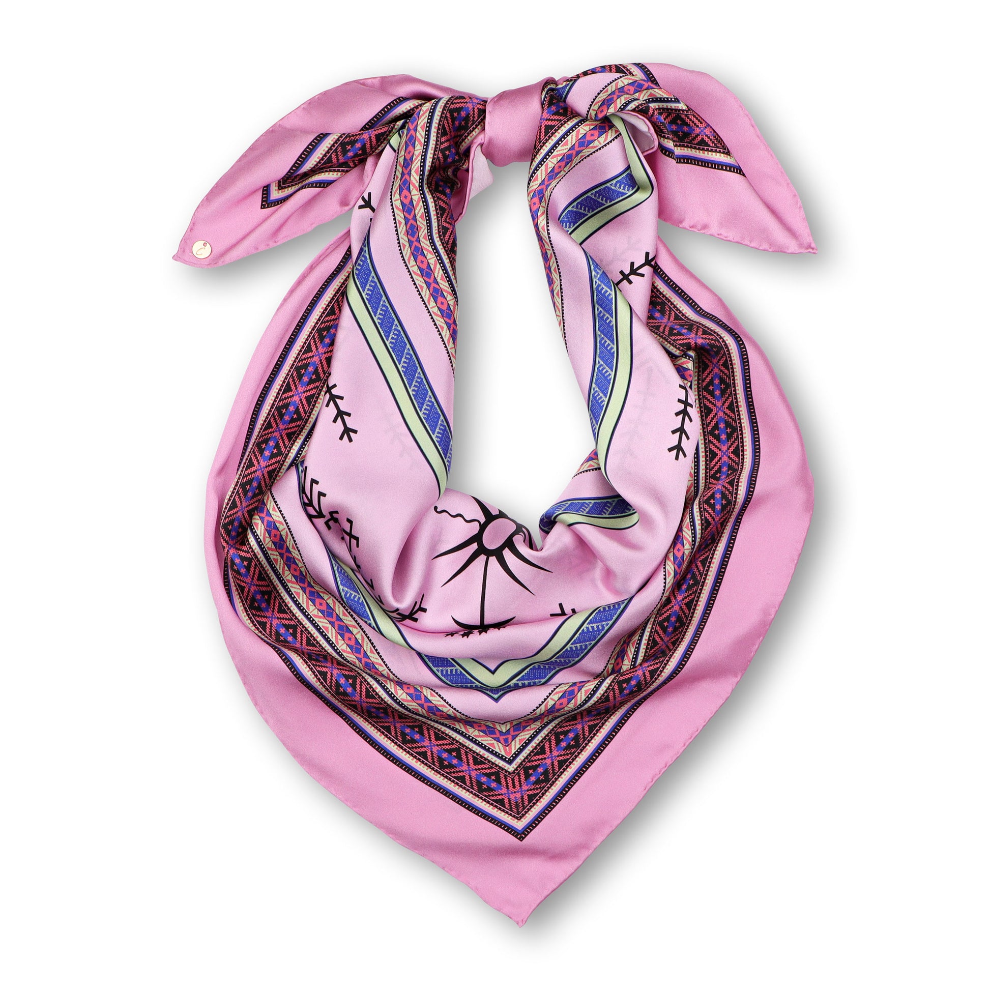 Large Pink Silk Scarf Tied CIATAU