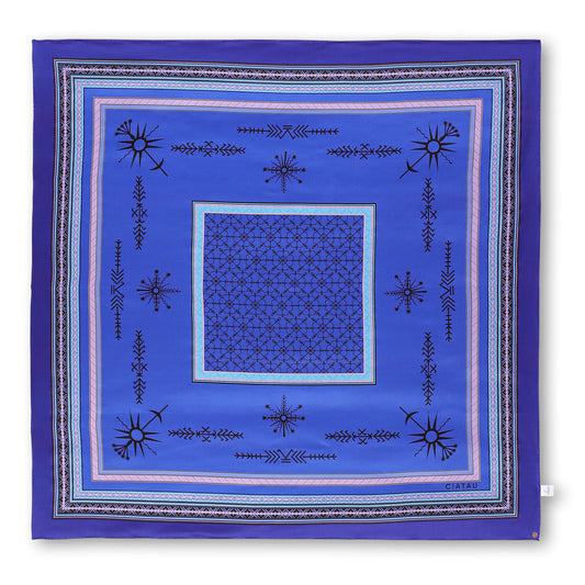 Large Royal Blue Silk Scarf Full View CIATAU