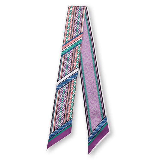 Lilac Baltic Sashes Silk Ribbon Scarf Full View CIATAU