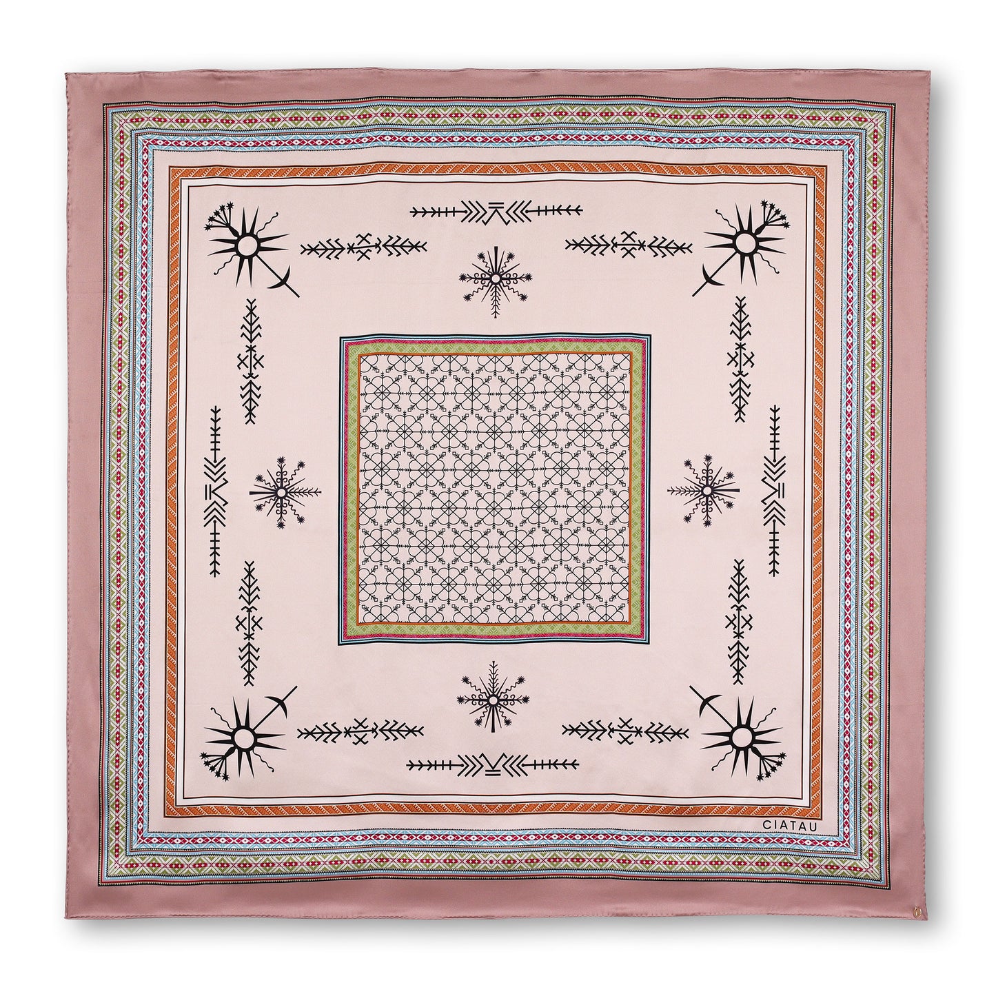 Large Beige Silk Scarf Full View CIATAU