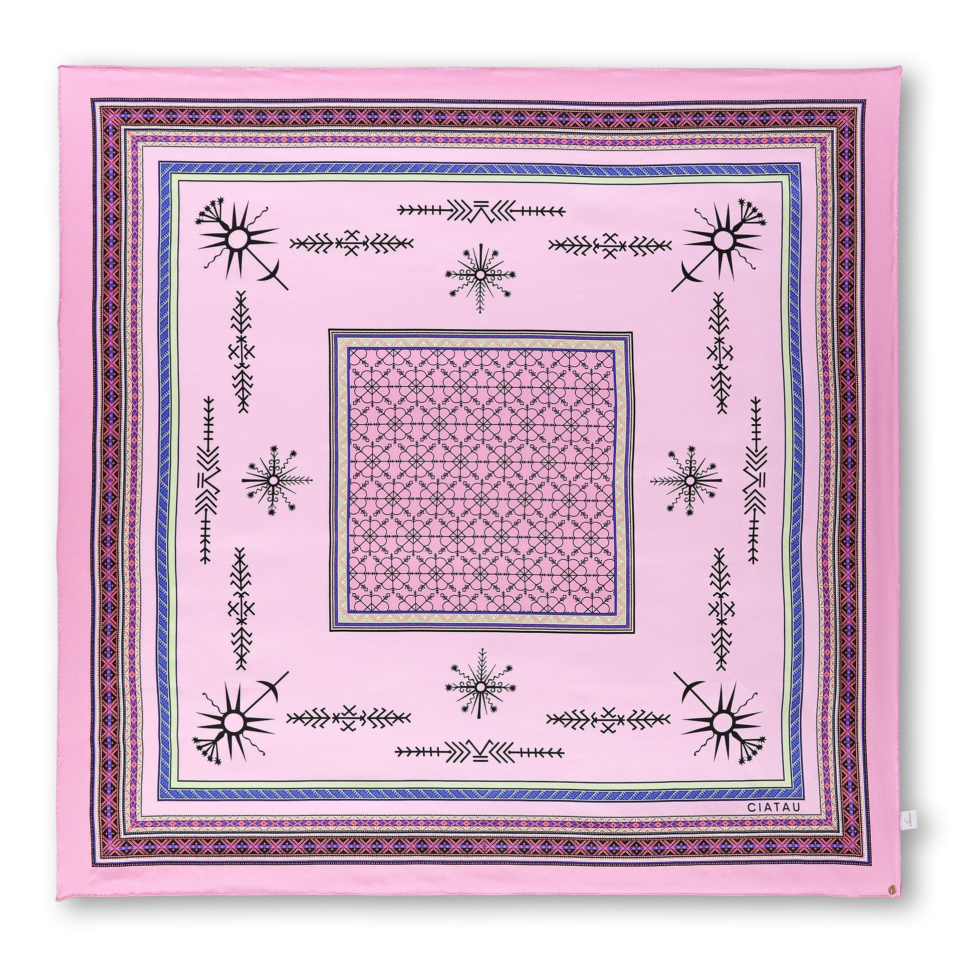Large Pink Silk Scarf Full View CIATAU