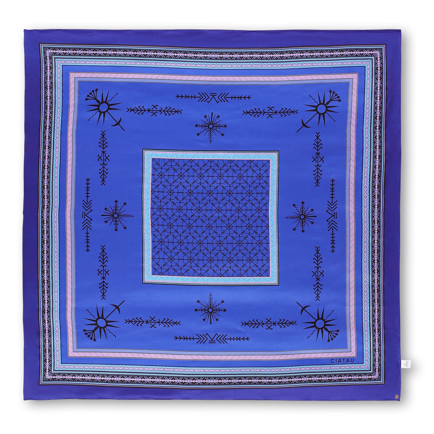 Large Royal Blue Silk Scarf Full View CIATAU