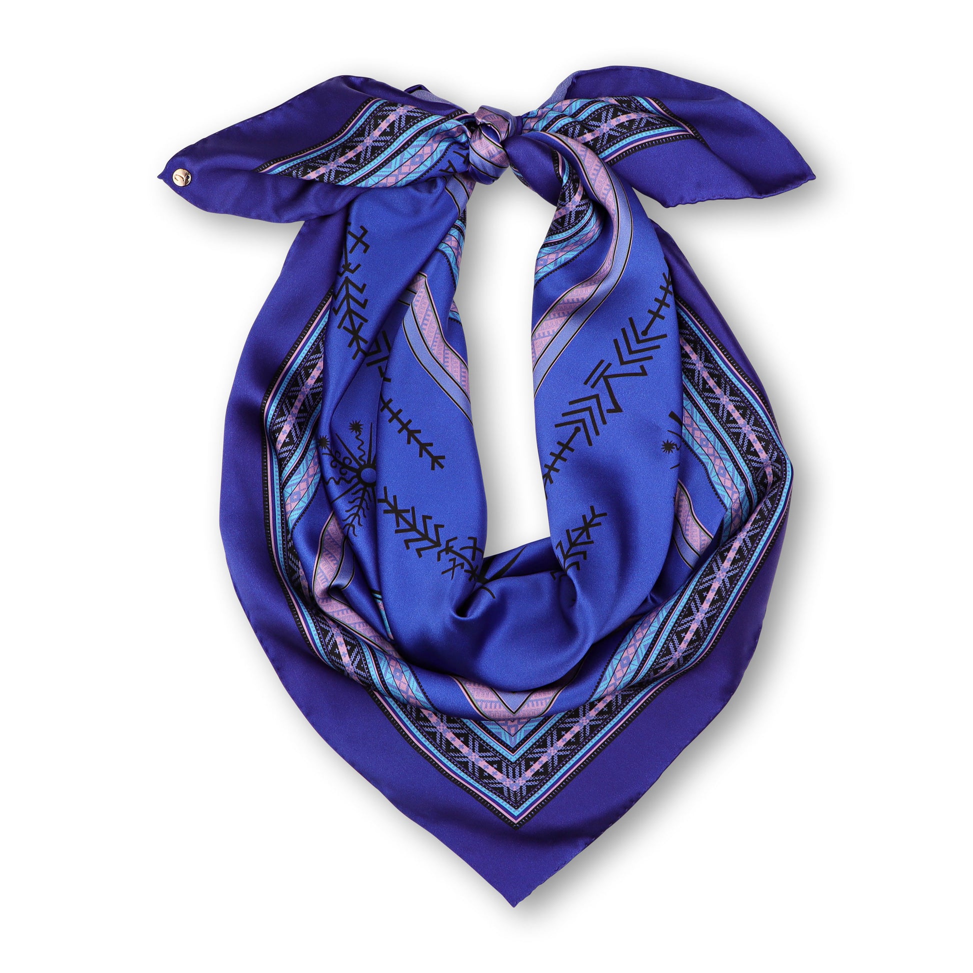 Large Royal Blue Silk Scarf Tied CIATAU