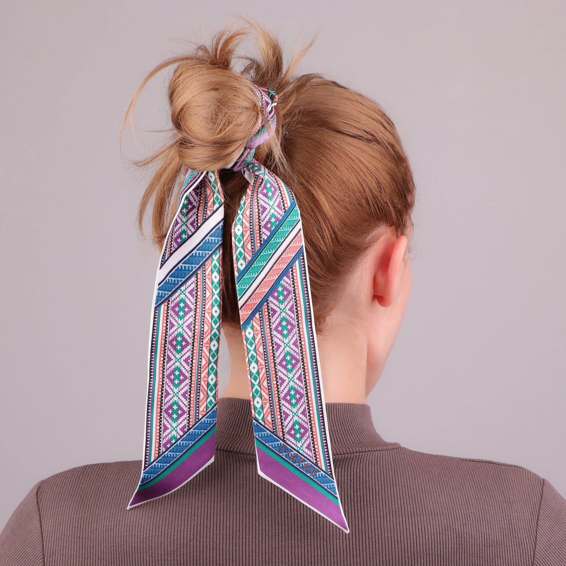 Pink Lithuanian Sashes Design Twilly Scarf Tied Hair CIATAU