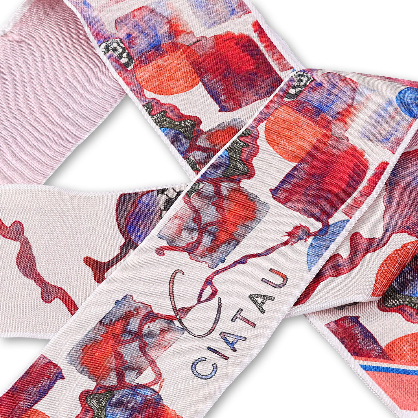 Pink Watercolor Silk Ribbon Scarf CIATAU