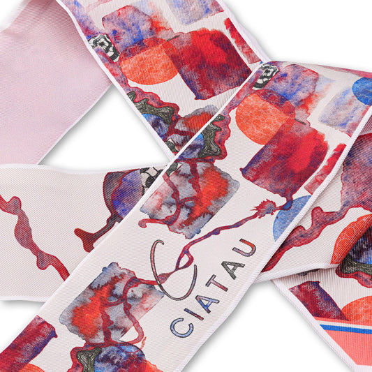 Pink Watercolor Silk Ribbon Scarf CIATAU